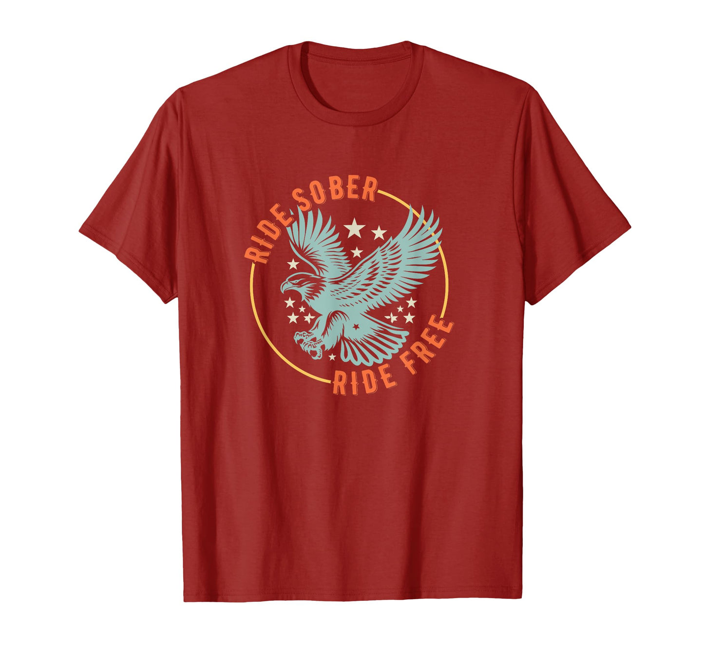 Ride Sober Ride Free AA American Military Eagle Motorcycle T-Shirt