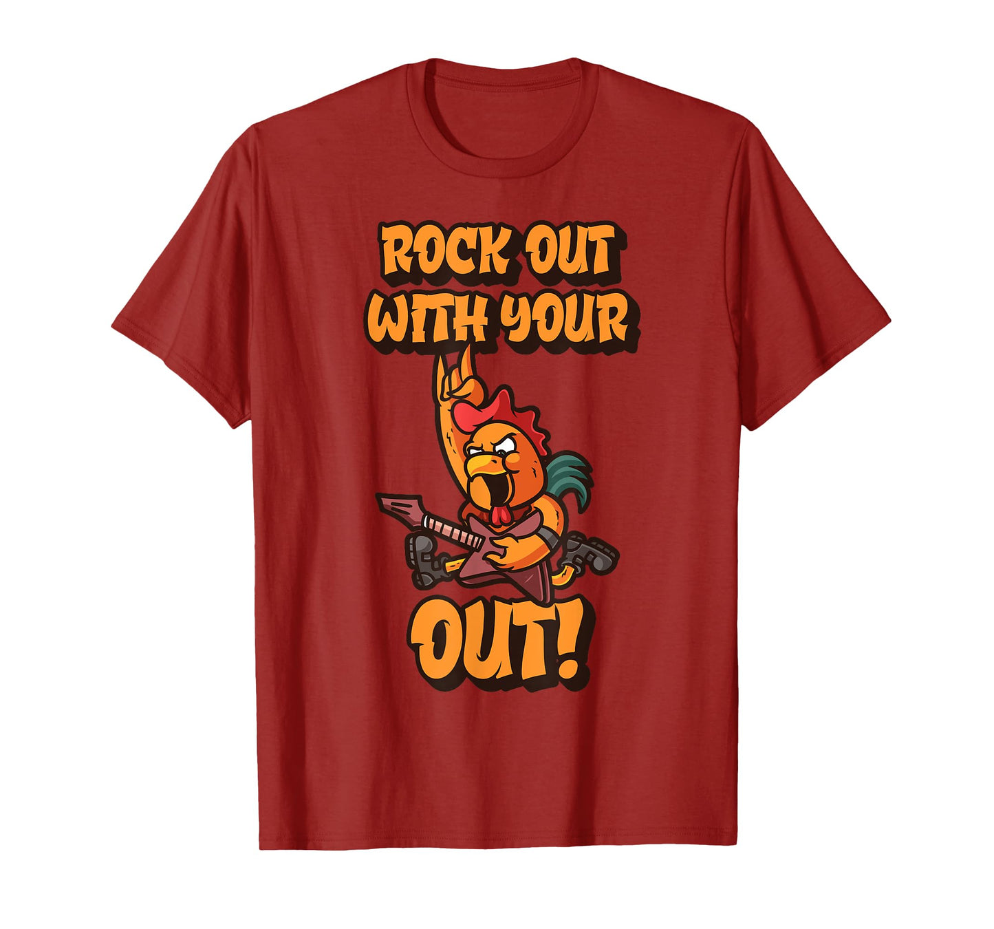 Rock Out With Your Cock Out Funny Rooster Rock N' Roll T-Shirt