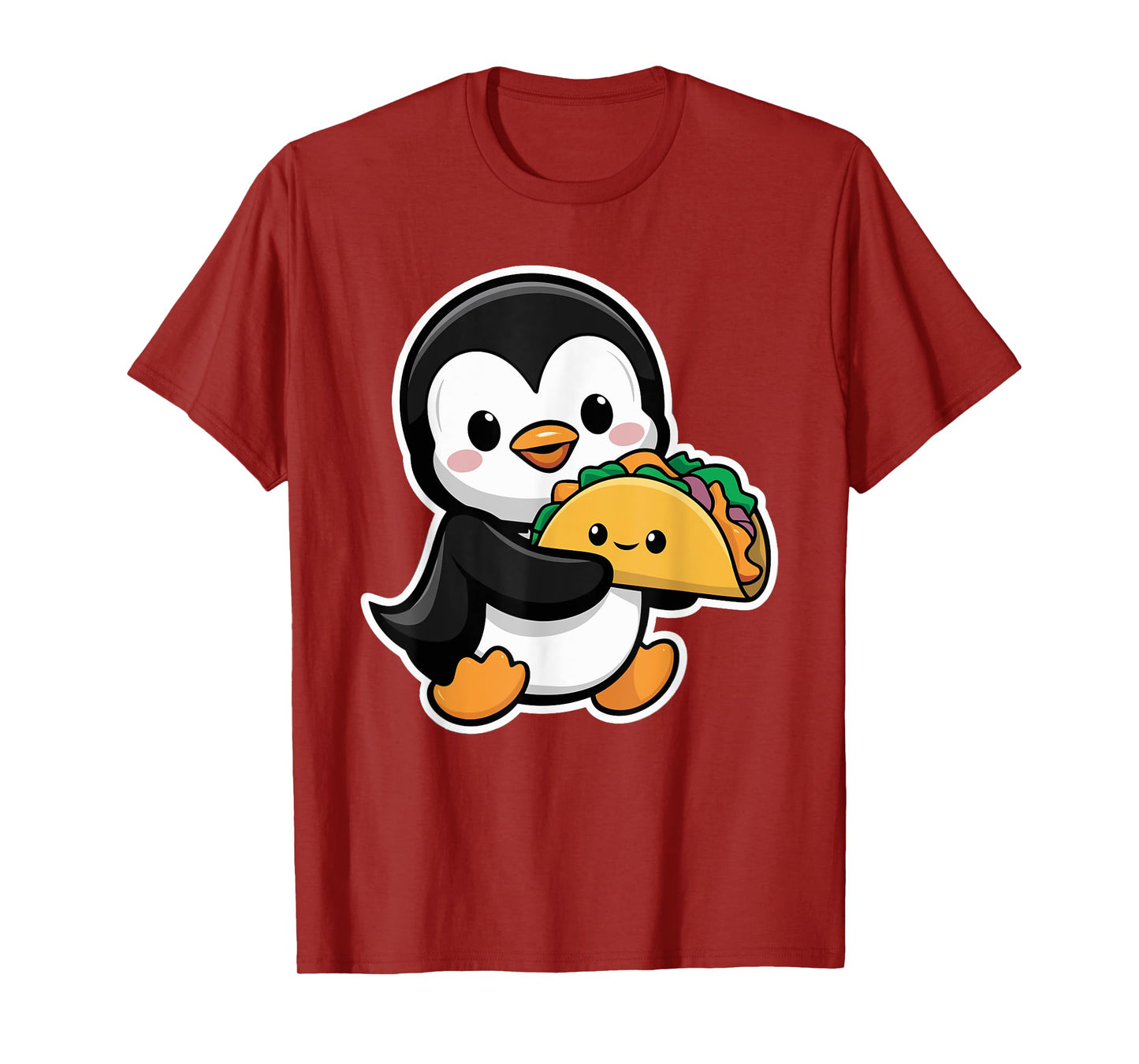 Funny Penguin Holding Taco Cute Kawaii Food Penguin T-Shirt