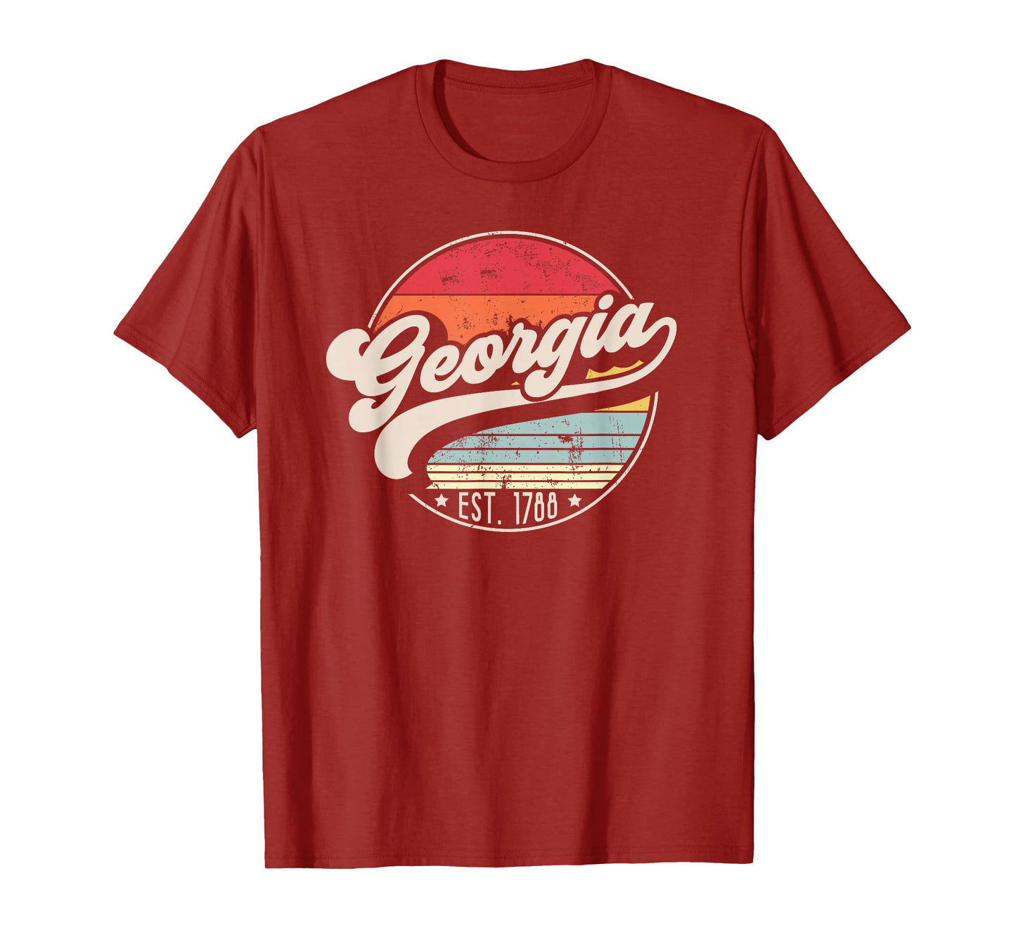 Retro Georgia Home State GA Cool 70s Style Sunset T-Shirt