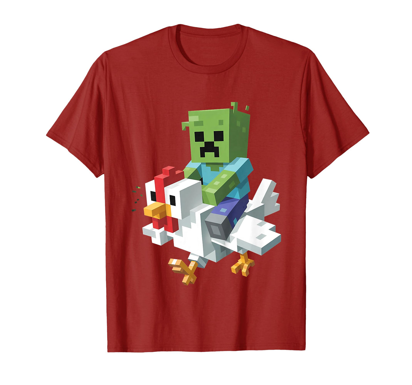 Kids Jock Chicken Shirt Pixel Art Gamer Zombie Boys Kids Tees T-Shirt