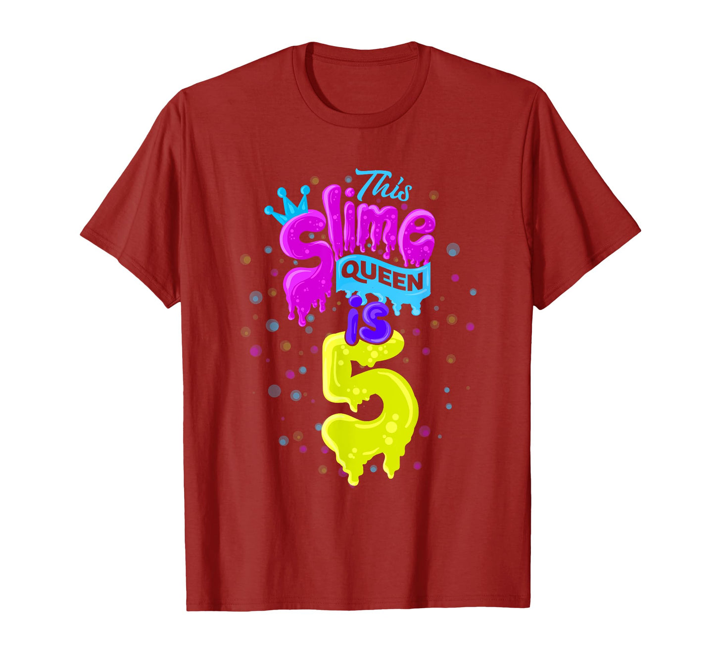 Slime Queen T-Shirt 5th Birthday Slime Shirt 5 T-Shirt