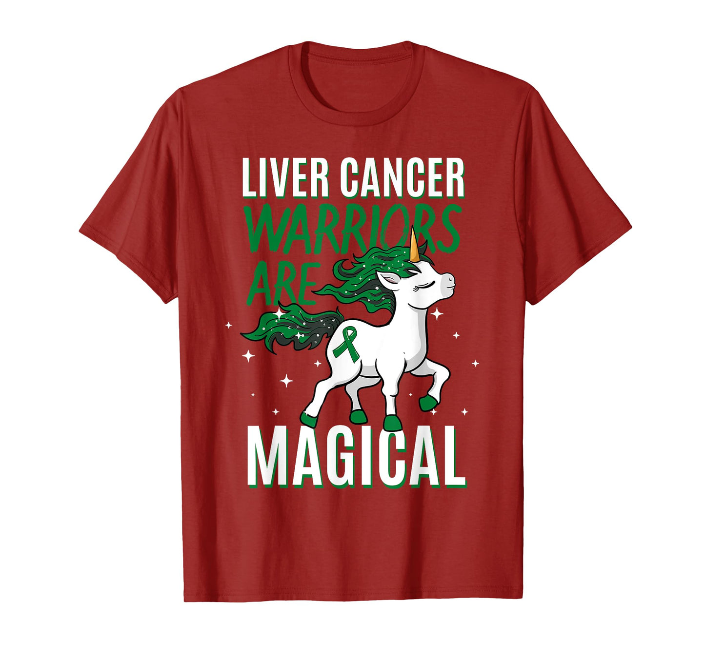 Liver Cancer Warrior Magical Unicorn Green Ribbon Jaundice T-Shirt