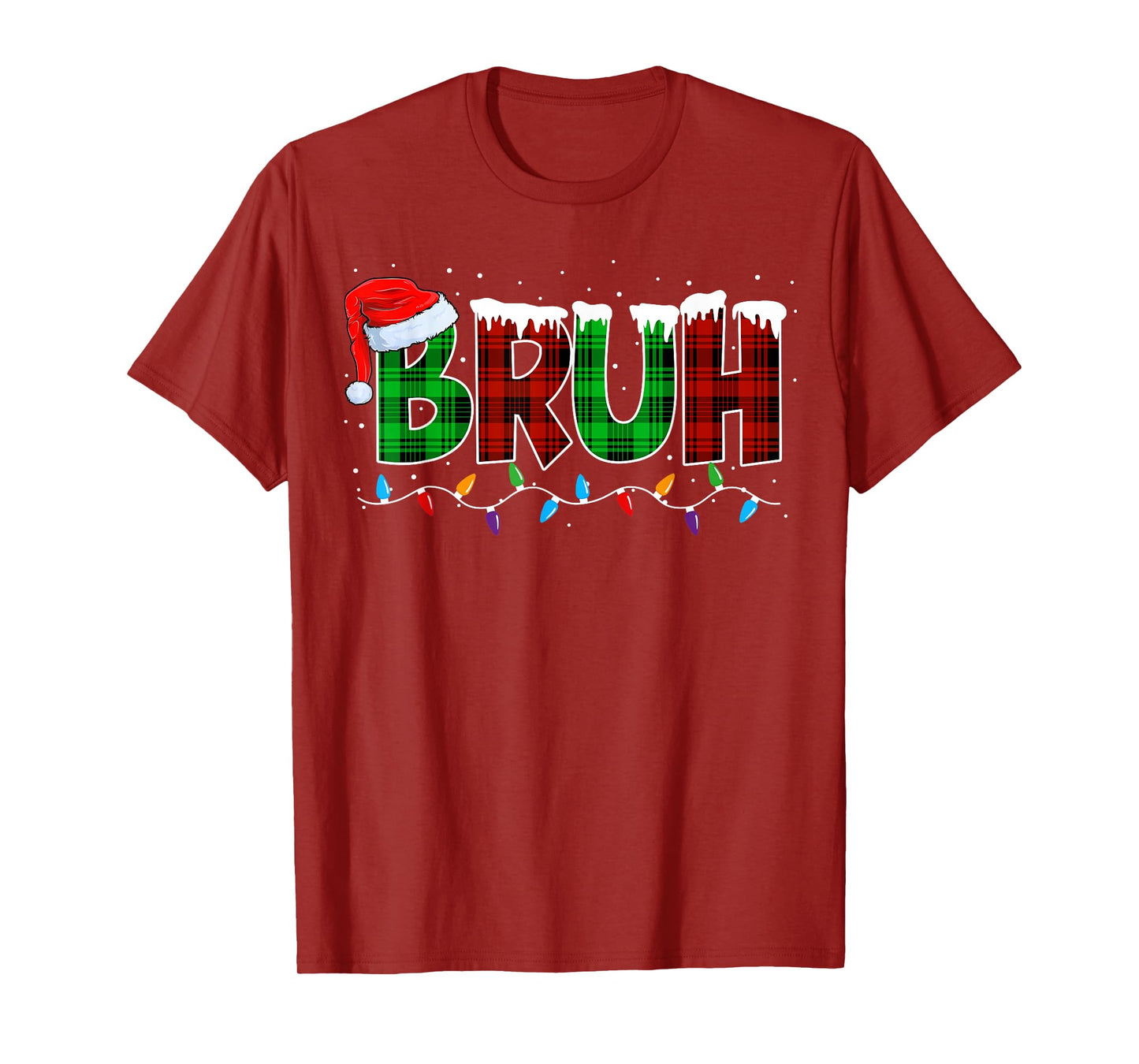 Bruh Funny Christmas Buffalo Plaid Xmas Boys Kids Pajamas T-Shirt