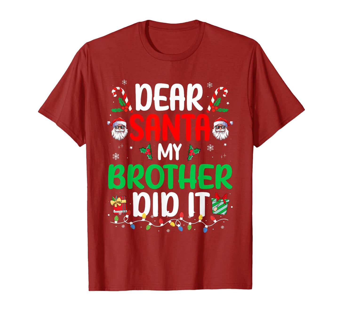 Dear Santa My Brother Did It Funny Christmas Boys Girls Kids T-Shirt