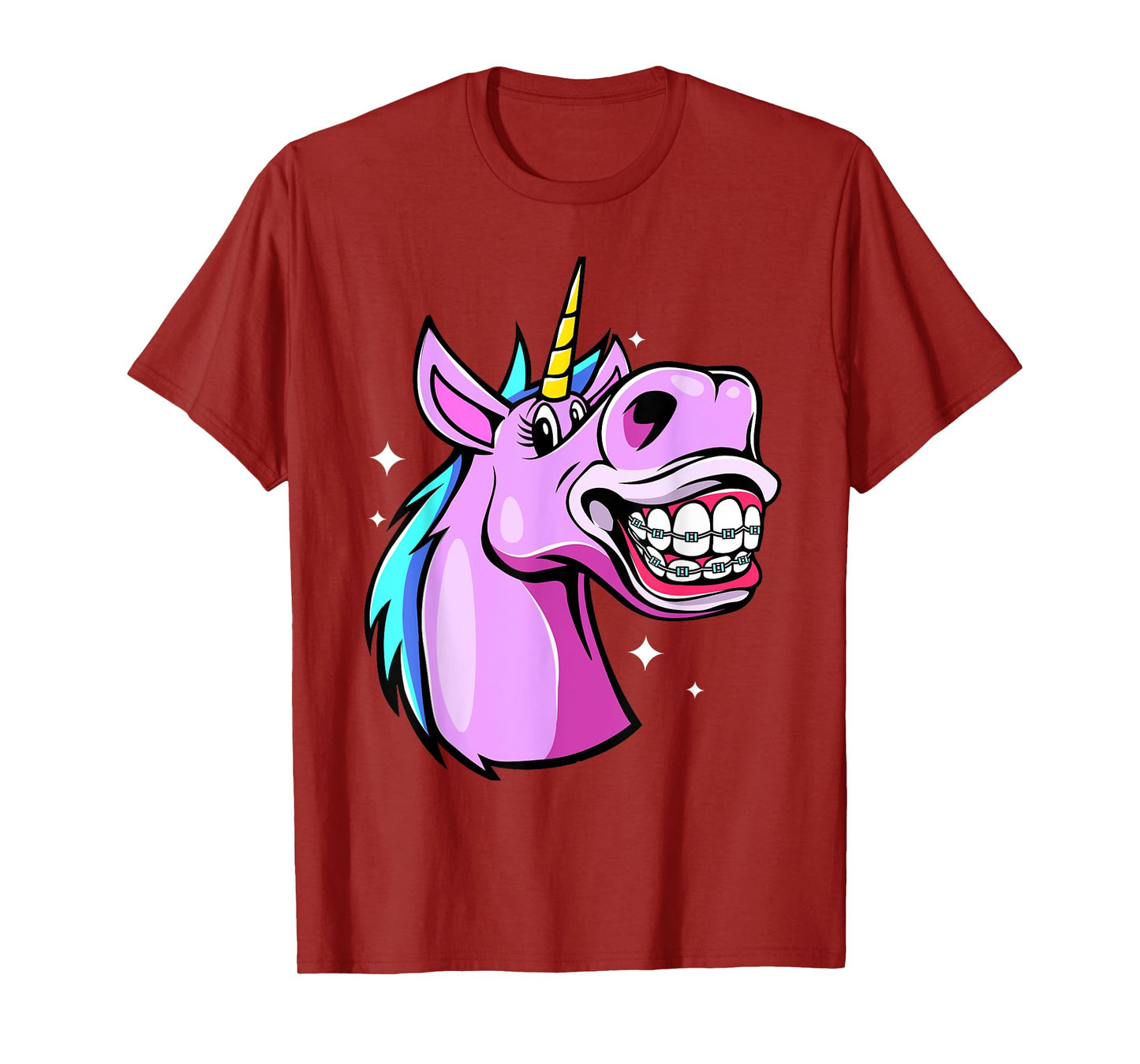 Unicorn With Braces For Girls Funny Orthodontist Dentist T-Shirt