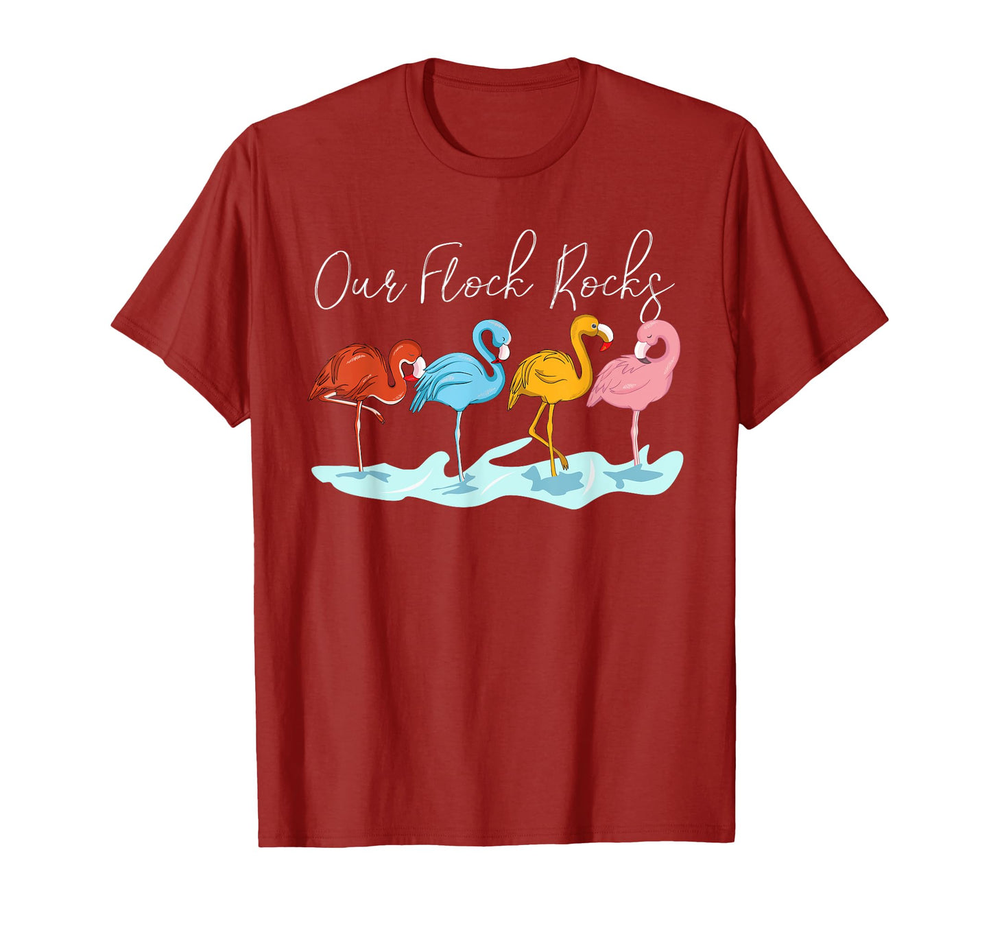 Our Flock Rocks Flamingos Lover Family Vacation Group T-Shirt