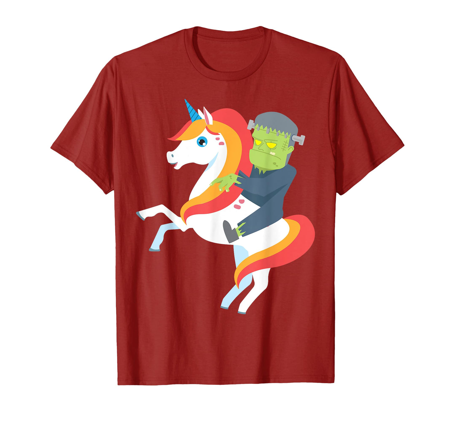Frankenstein Riding Unicorn Cute Monster Halloween Costume T-Shirt