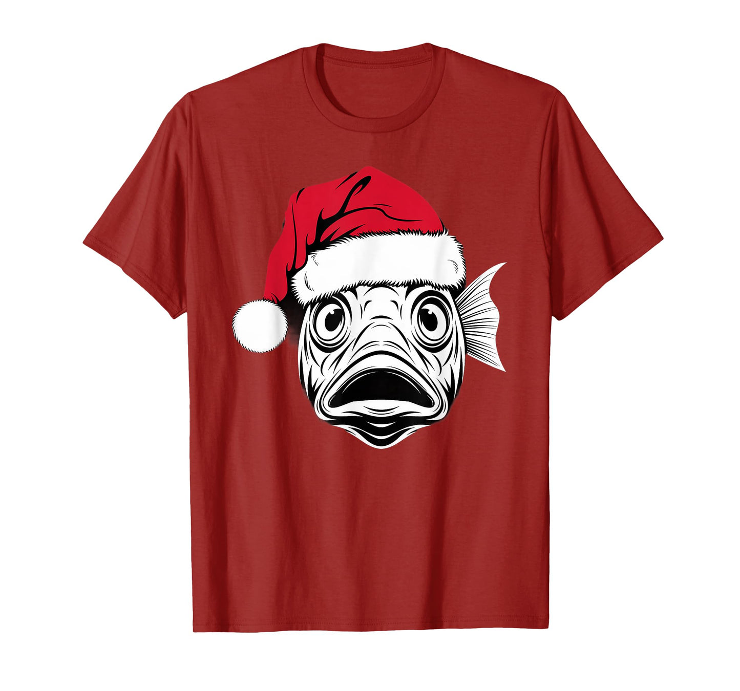 Funny Santa Fish on Marry Christmas Fish T-Shirt