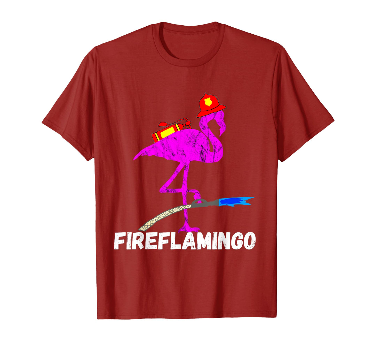 Fire Fighter Flamingo Exotic Bird Firefighter Fireman TShirt T-Shirt