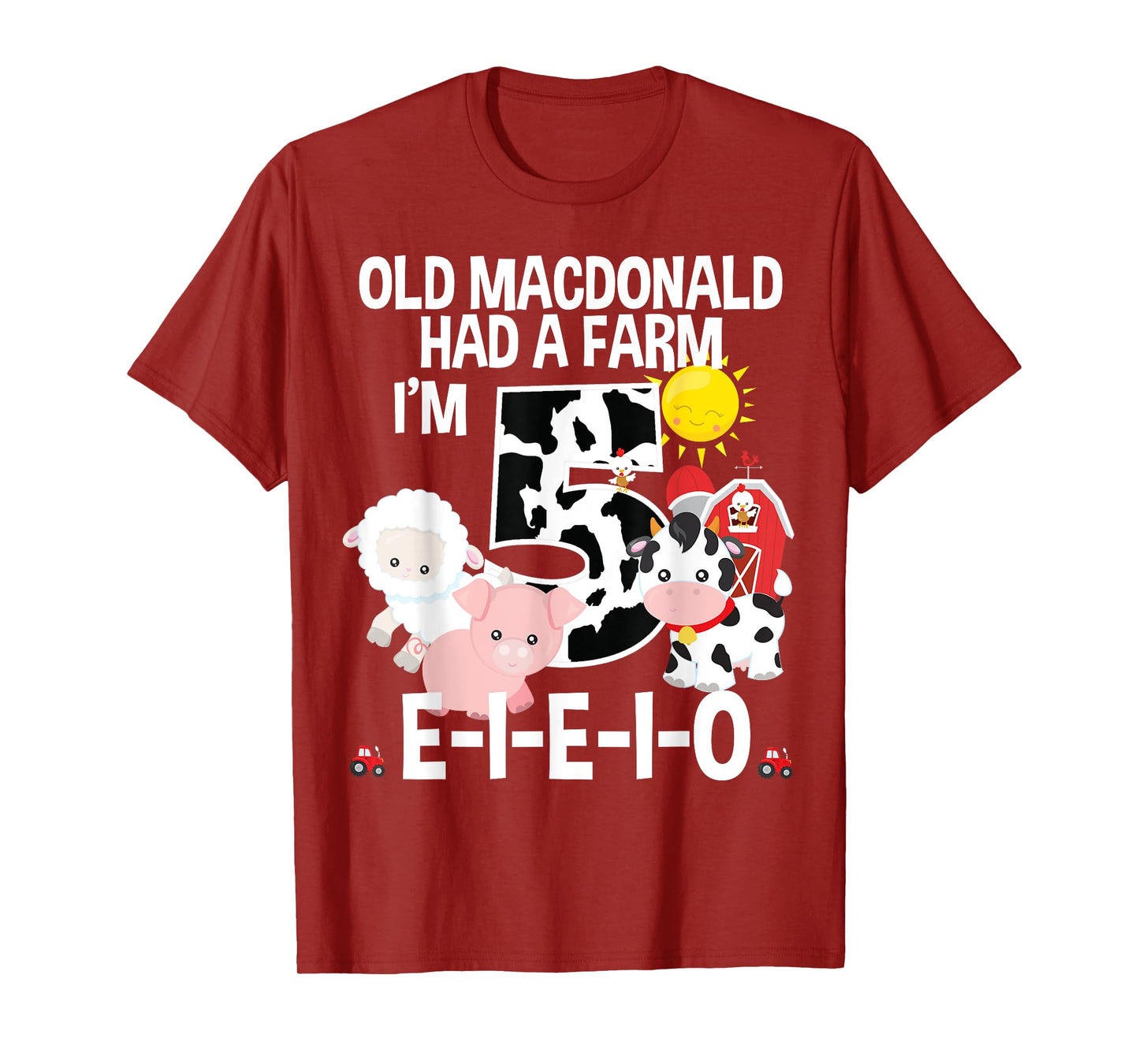 Toddler Kids Old MacDonald 5th Birthday Party Nursery Song T-Shirt