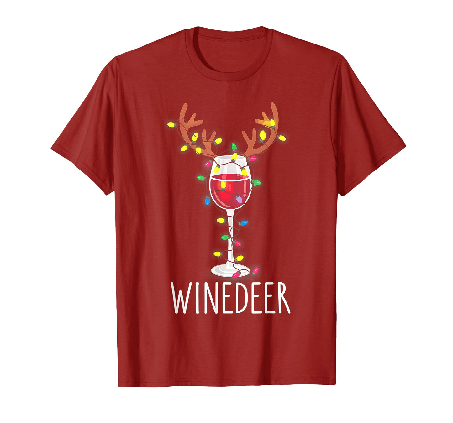 Winedeer Reinbeer Santa Hat Reindeer Couple Xmas Matching T-Shirt