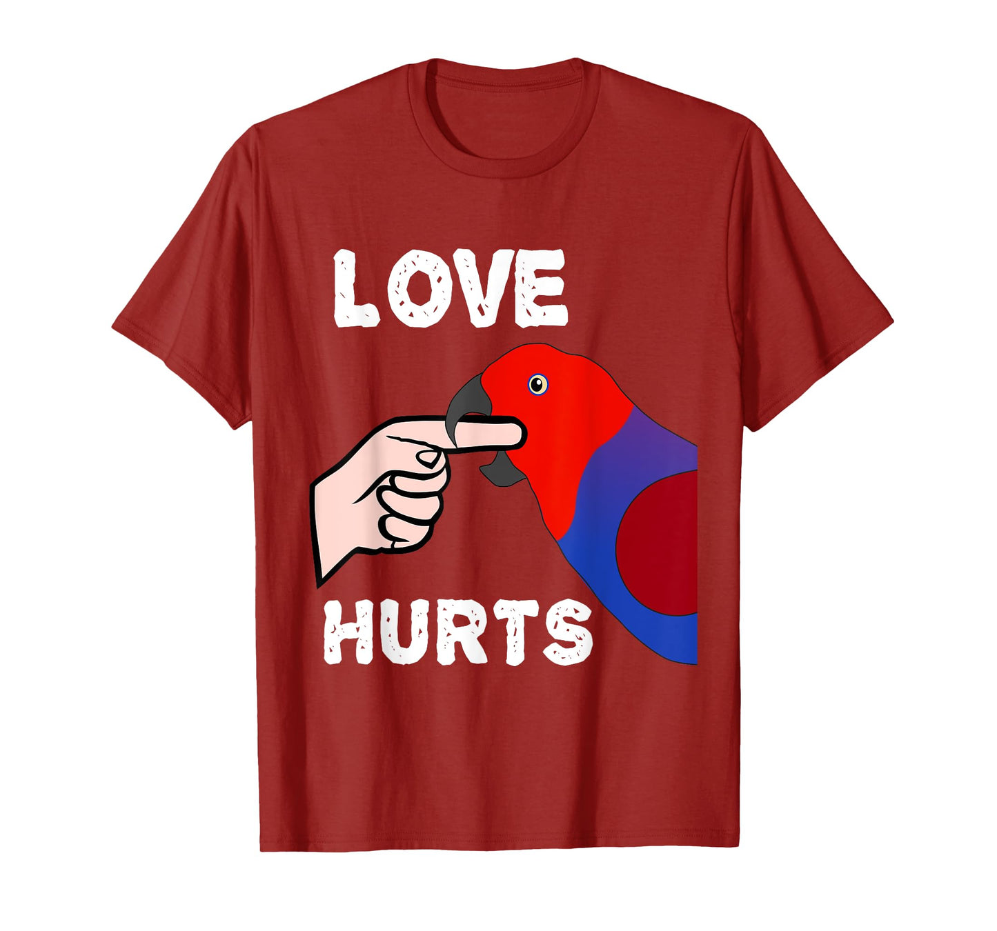 Love Hurts Eclectus Female Parrot Biting Finger T-Shirt