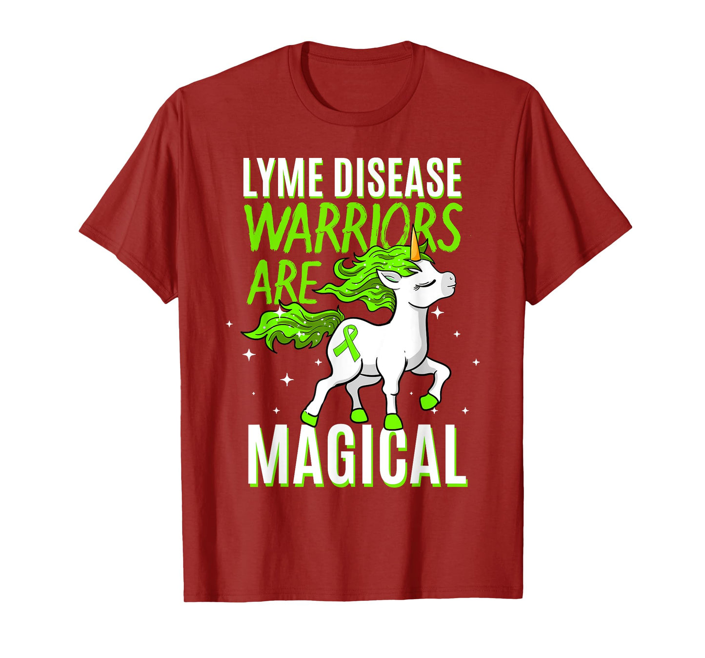 Lyme Disease Warrior Magical Unicorn Ticks Green Ribbon Gift T-Shirt