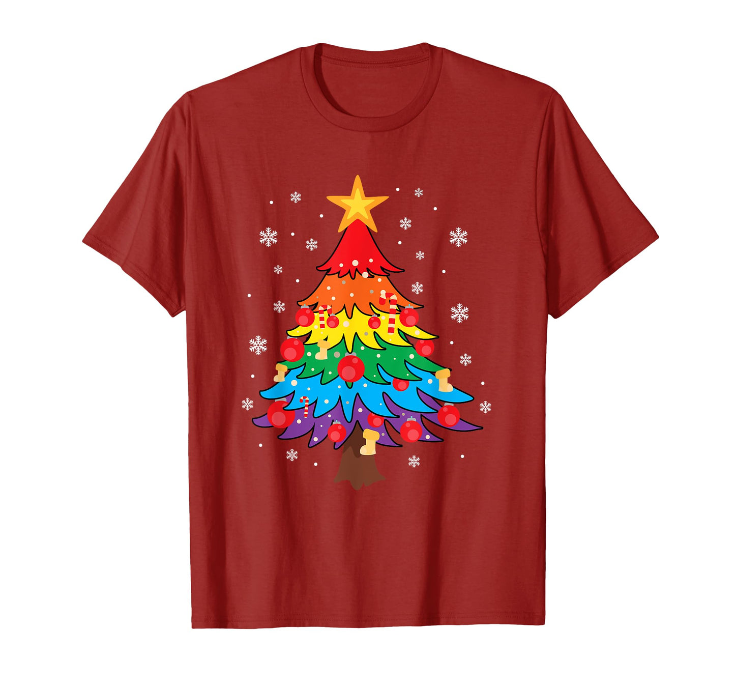 LGBT Pride Christmas Tree Pajama Cool Rainbow Flag Xmas T-Shirt