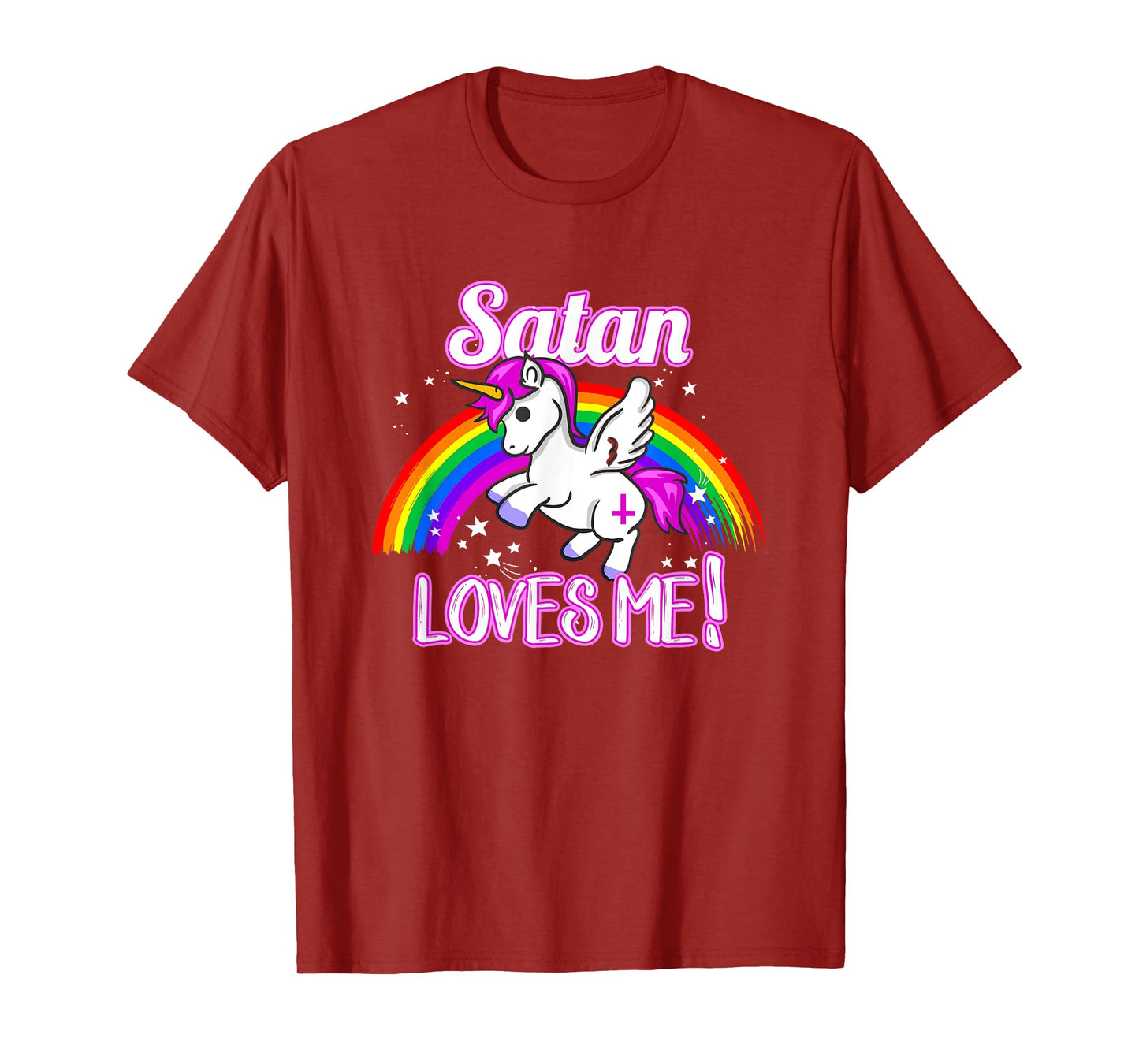 Satan Loves Me T-Shirt Unicorn Religion Non-Believer God T-Shirt