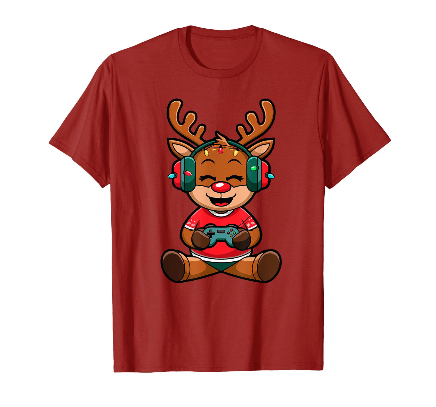 Funny Christmas Gamer Reindeer Gaming Kids Christmas Boys T-Shirt