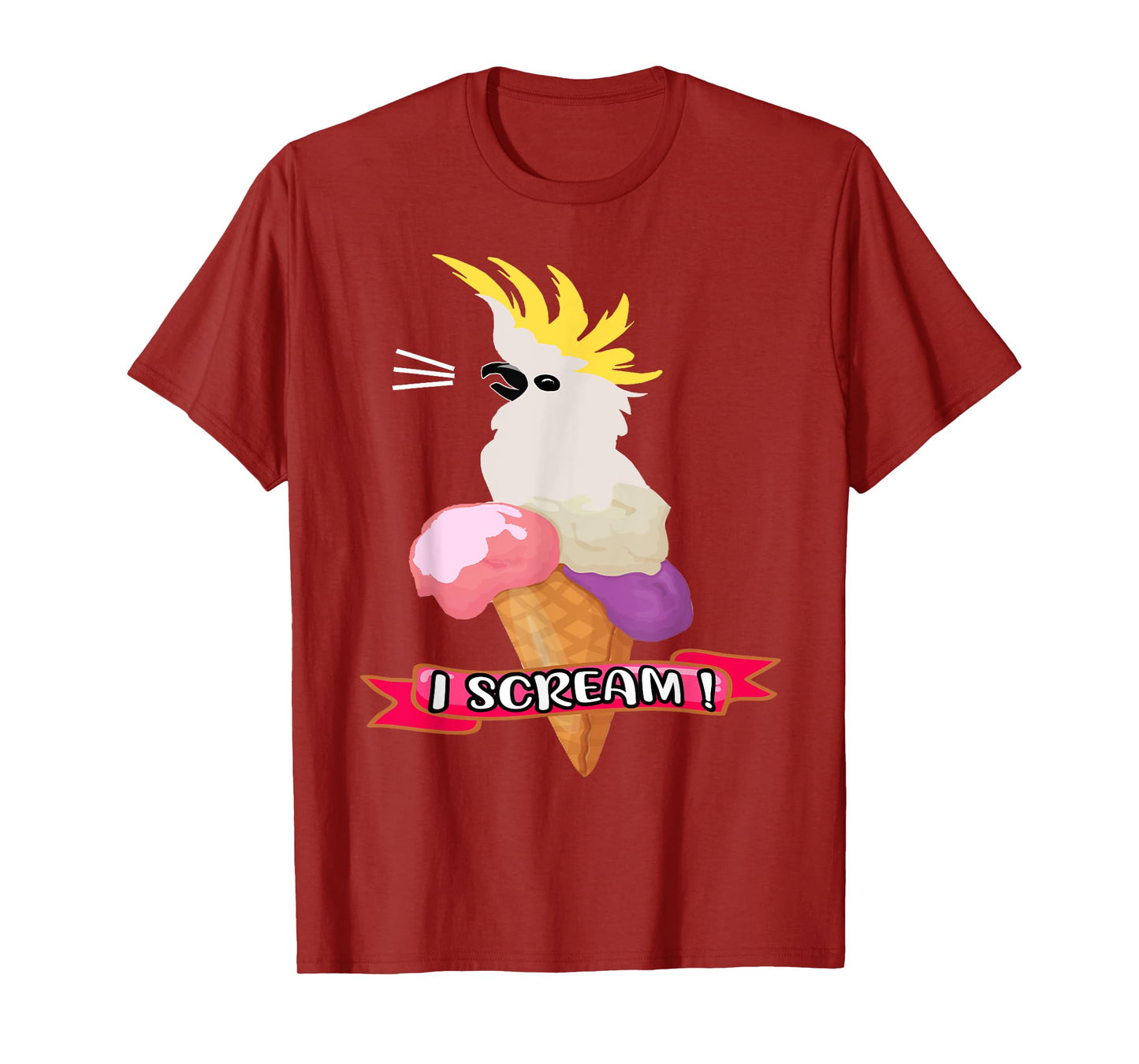 Sulfur Crested Cockatoo Ice Cream Parrot - Cockatoo Tee . T-Shirt