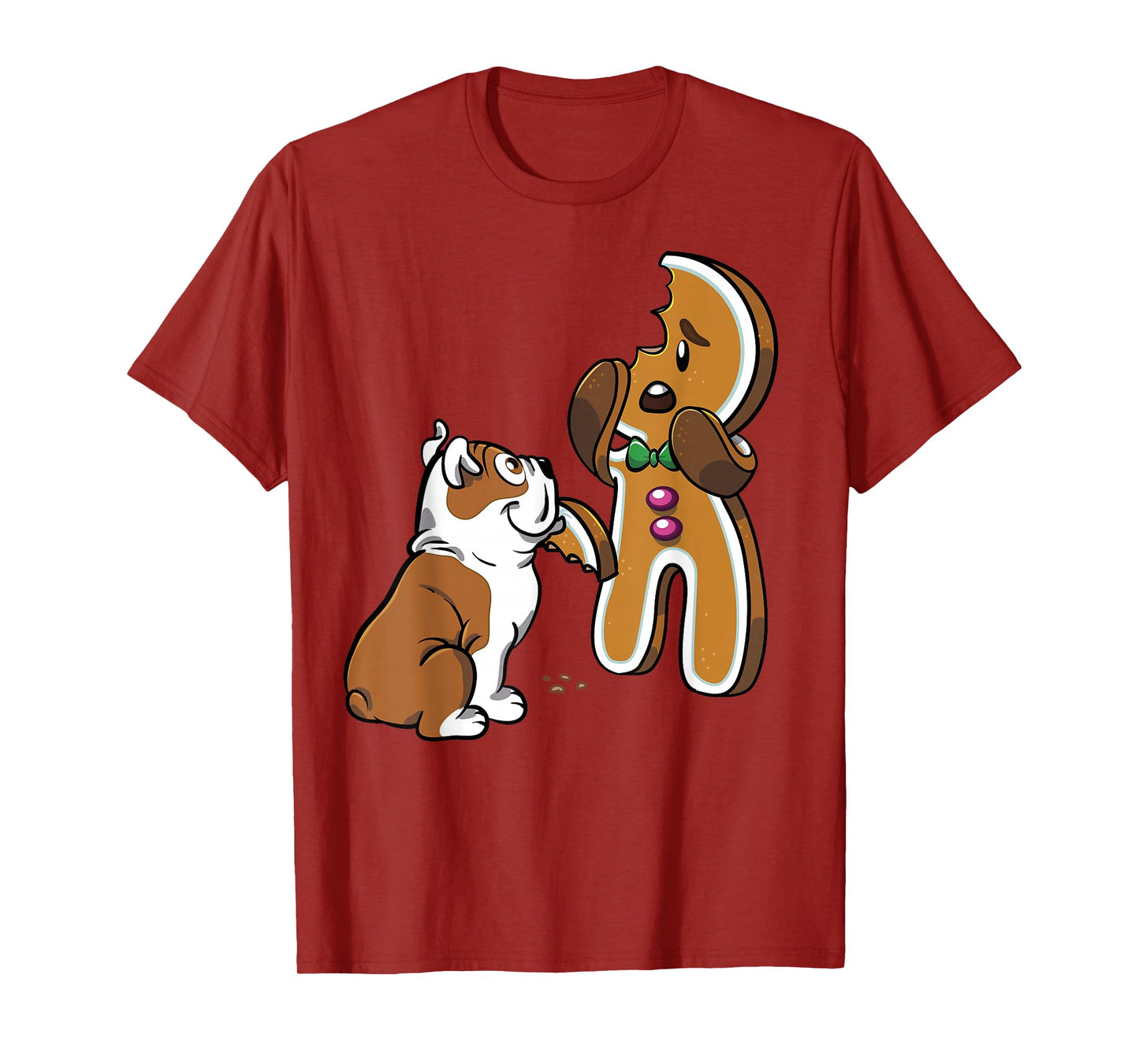 English Bulldog Gingerbread Man Christmas T-Shirt Dog Shirt T-Shirt