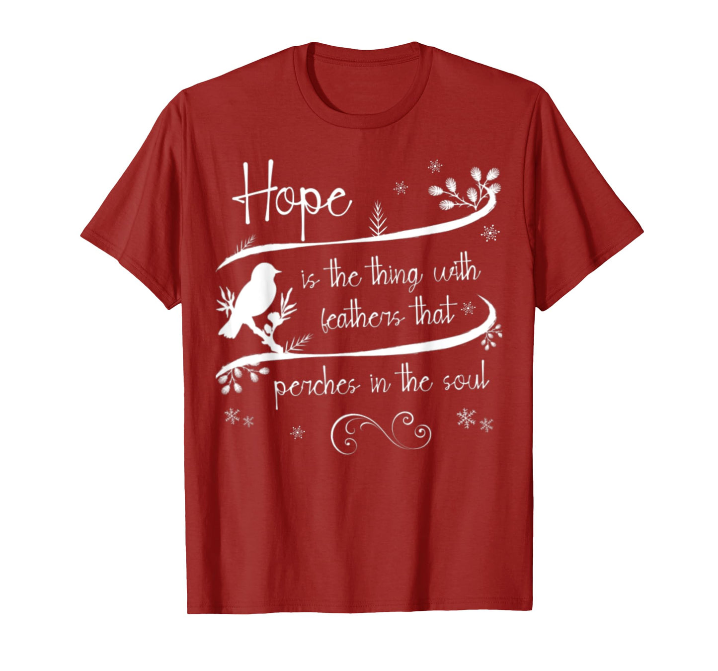 Emily Dickinson Hope is The Thing With Feathers Bird Poetry T-Shirt