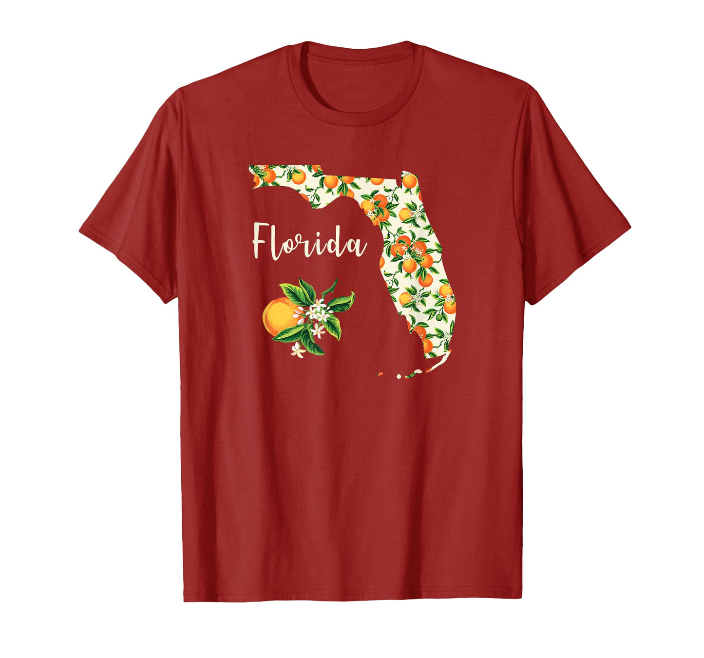Florida Floral Orange Blossom Handwritten State Inspired T-Shirt