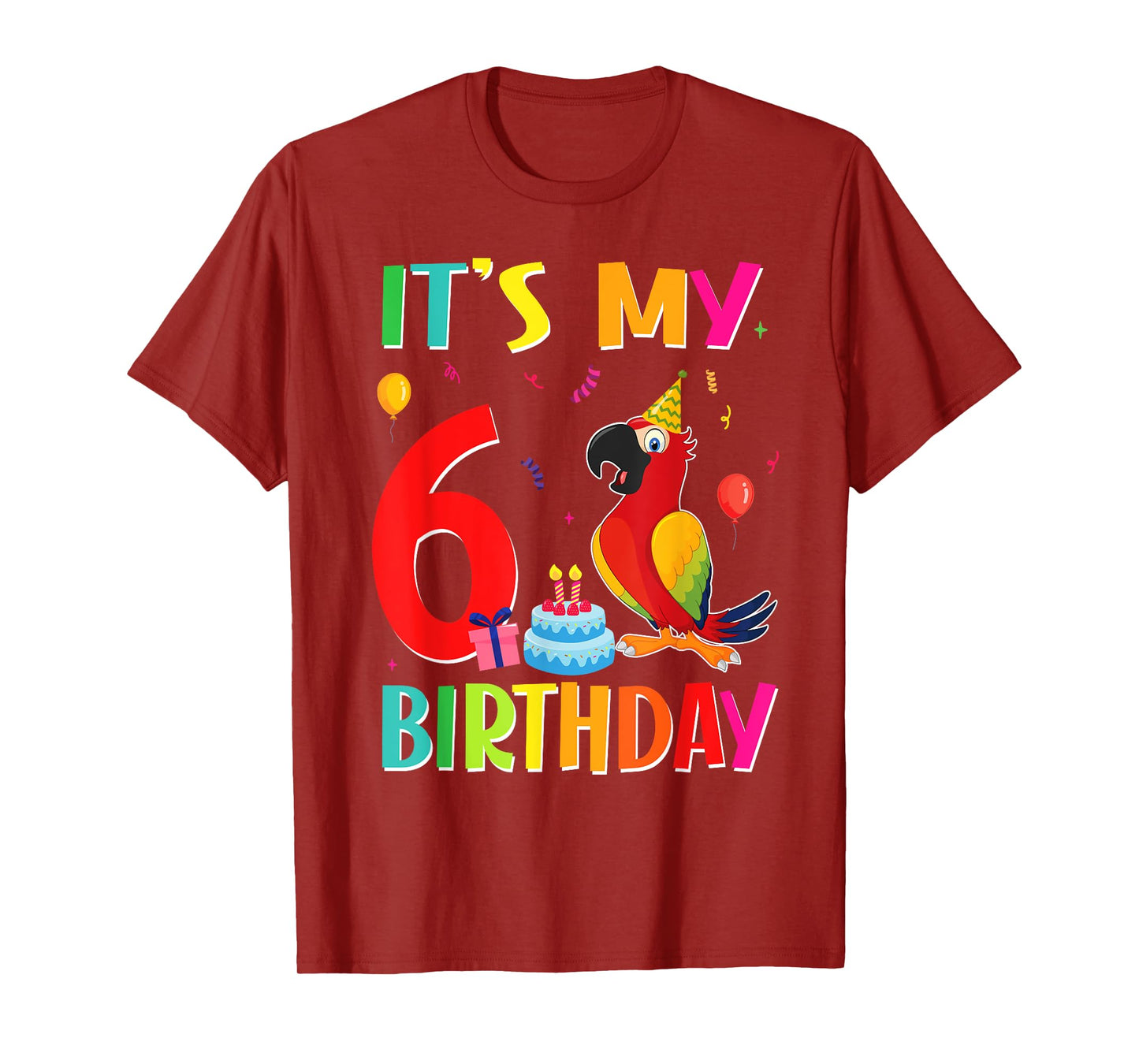 Its My 6th Birthday Parrot Bird Lover 6 Years Old T-Shirt