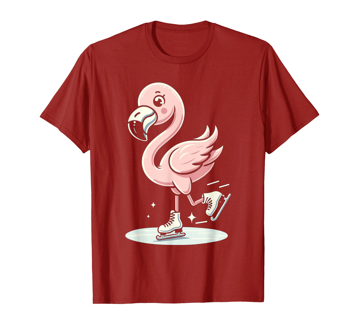 Cute Flamingo Ice Skating Skater Figure Skating For Girls T-Shirt