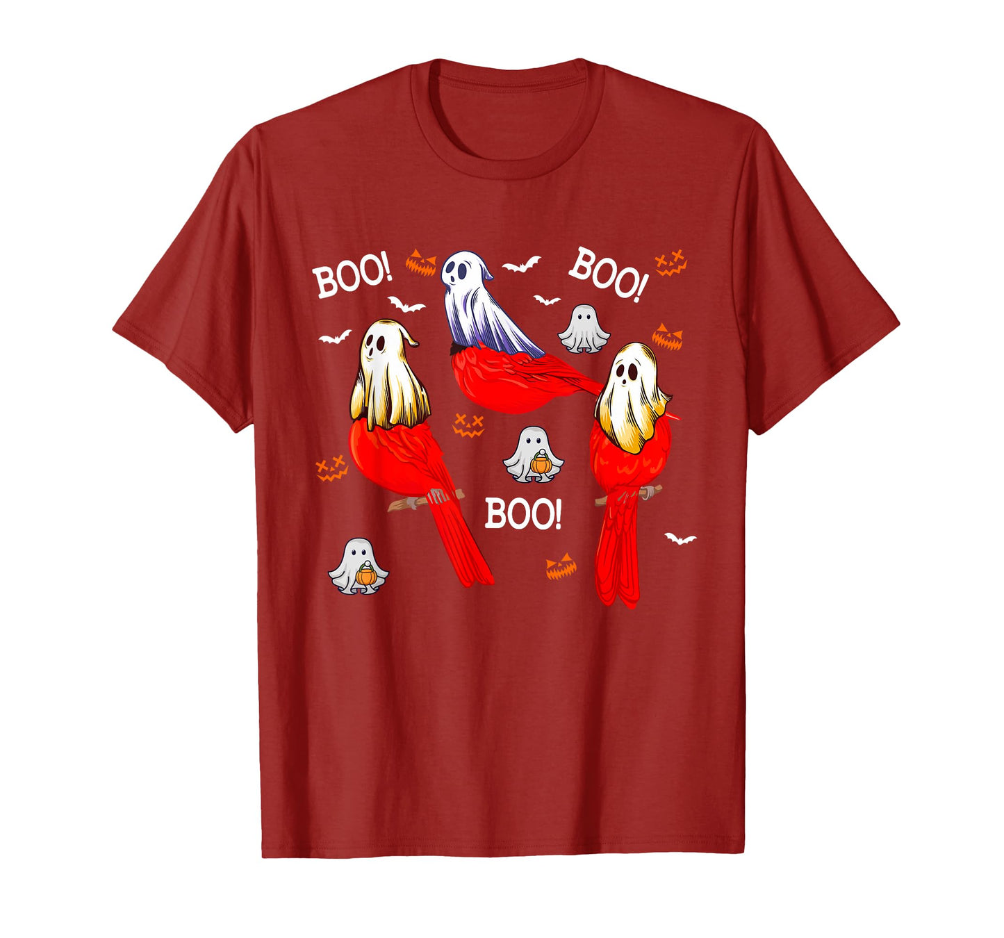 Three Halloween Cardinal Birds As Boo Ghost Costume Kids T-Shirt