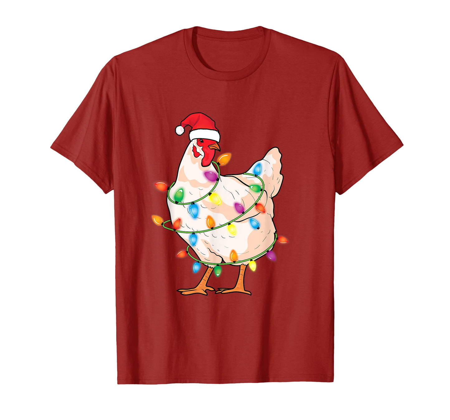 Chicken Christmas Tree with Santa Hat Farmer Funny Chicken T-Shirt