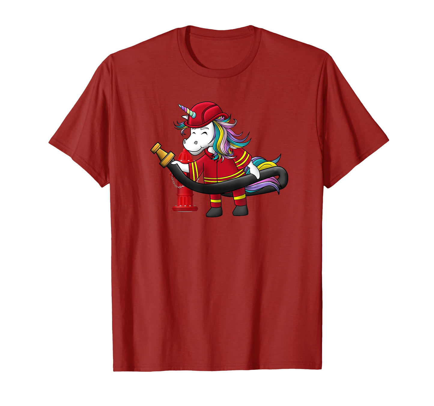 Unicorn Firefighter Fireman Birthday Party Funny Girl Love T-Shirt