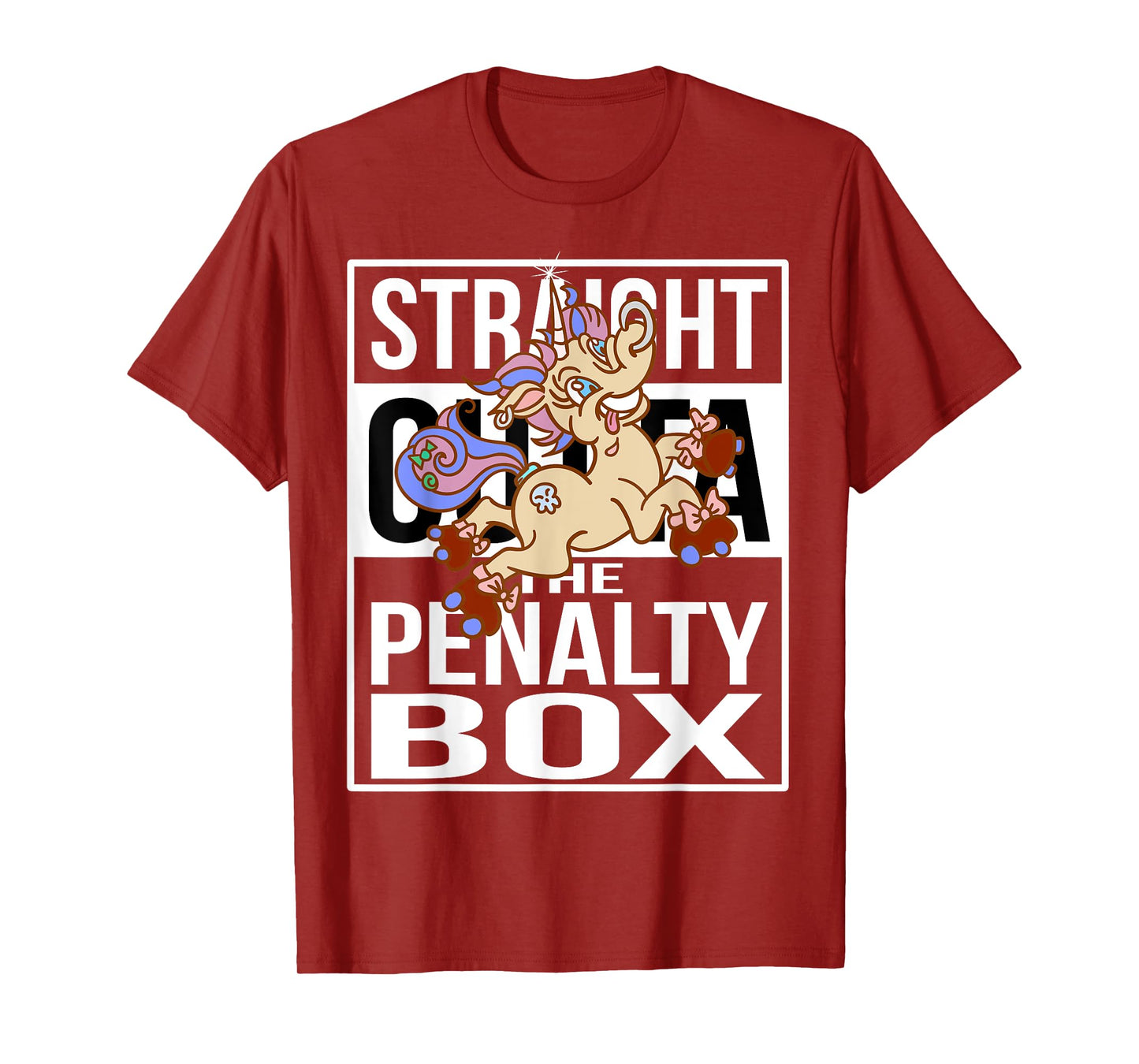 Straight outta the Penalty Box Skater Unicorn Roller Derby T-Shirt
