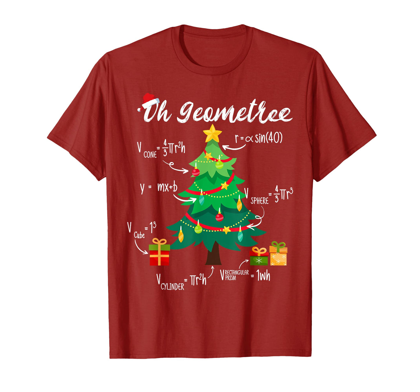Oh Geometree Funny Christmas Tree Geometry Math Teacher Xmas T-Shirt