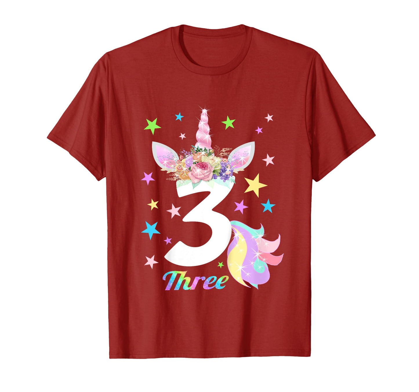 Number 3 (Three) 3 Year Old Unicorn 3rd Birthday Shirt T-Shirt