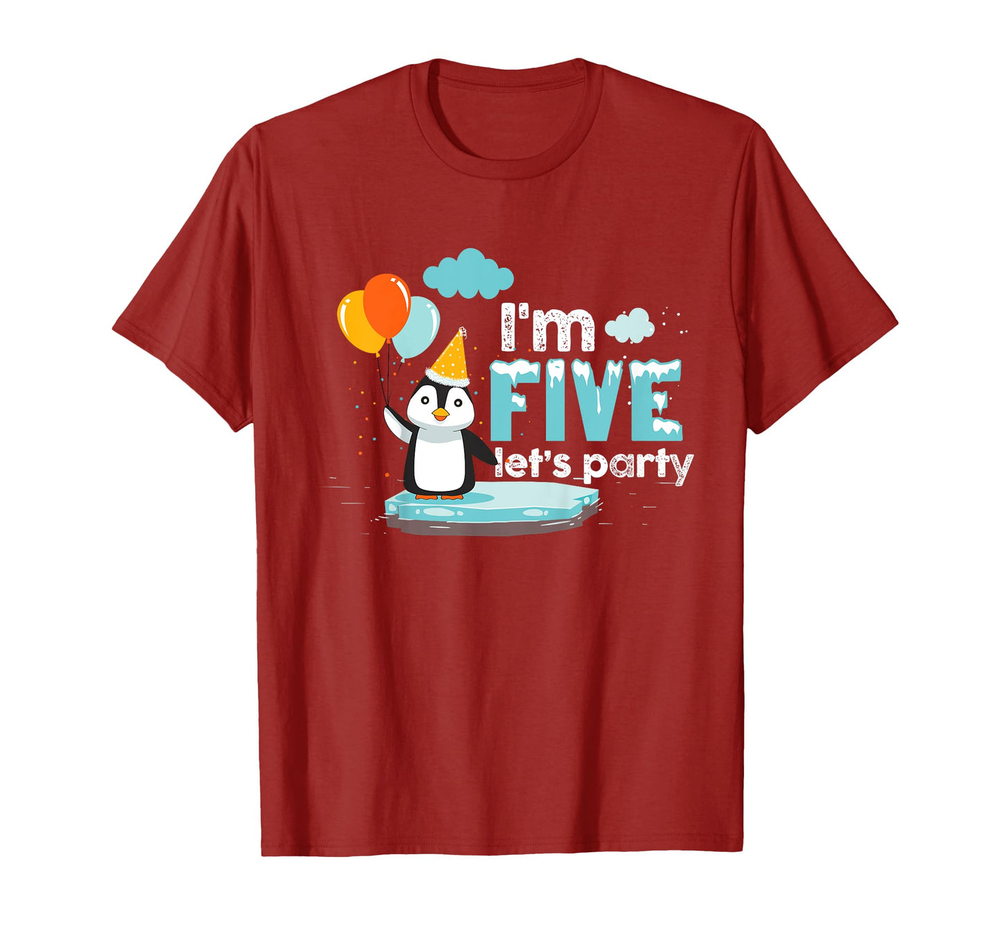 I'm 5 Birthday Outfit Penguin Kids Clothing T-Shirt