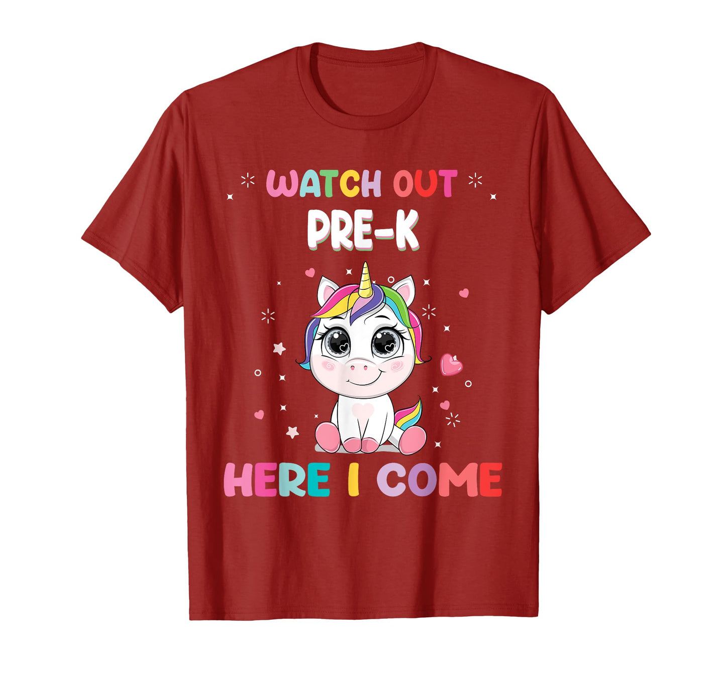 Watch Out Pre-K Here I Come Unicorn Back To School T-Shirt