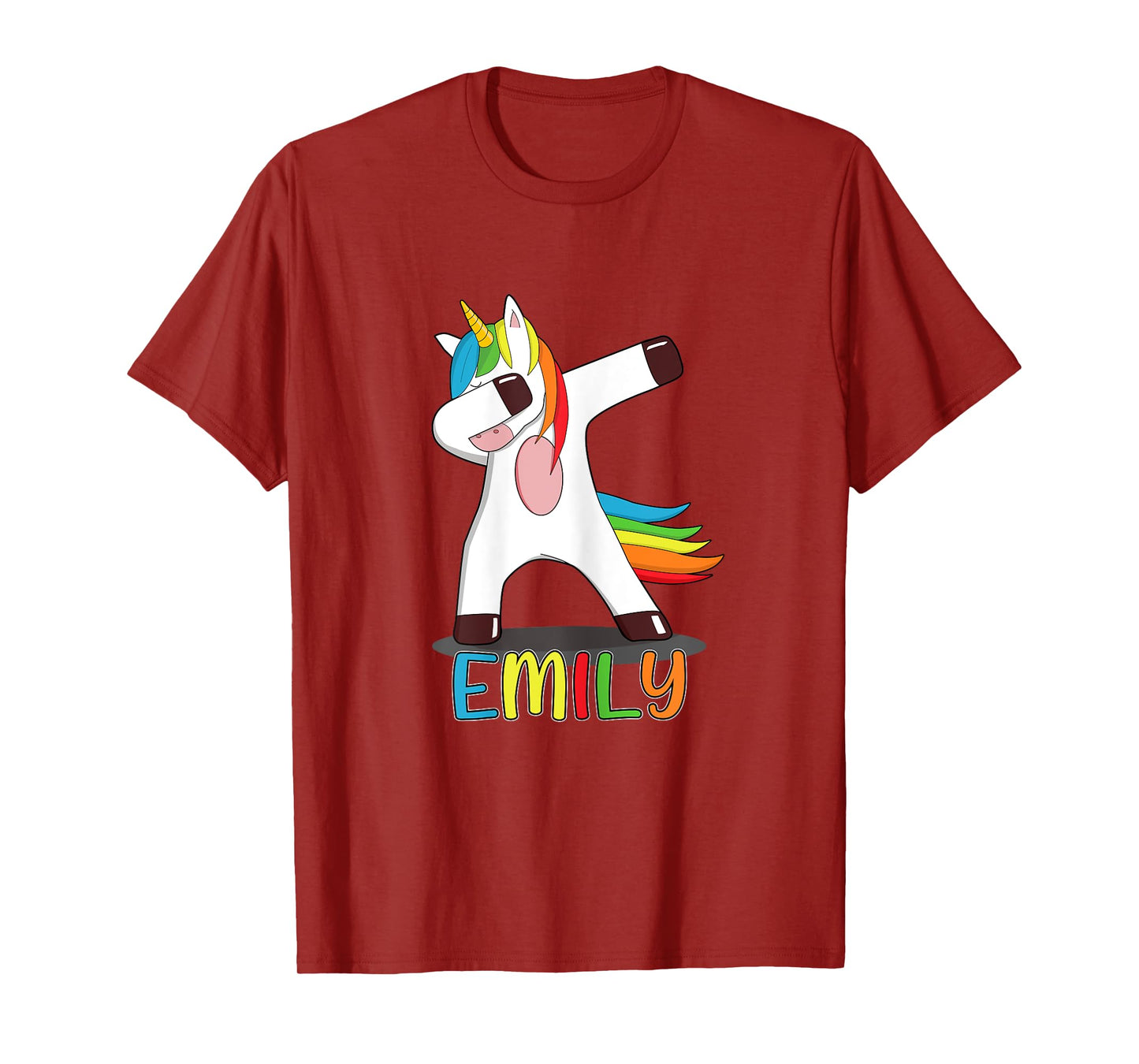Emily Name - First Name Emily - Colourful Dabbing Unicorn T-Shirt