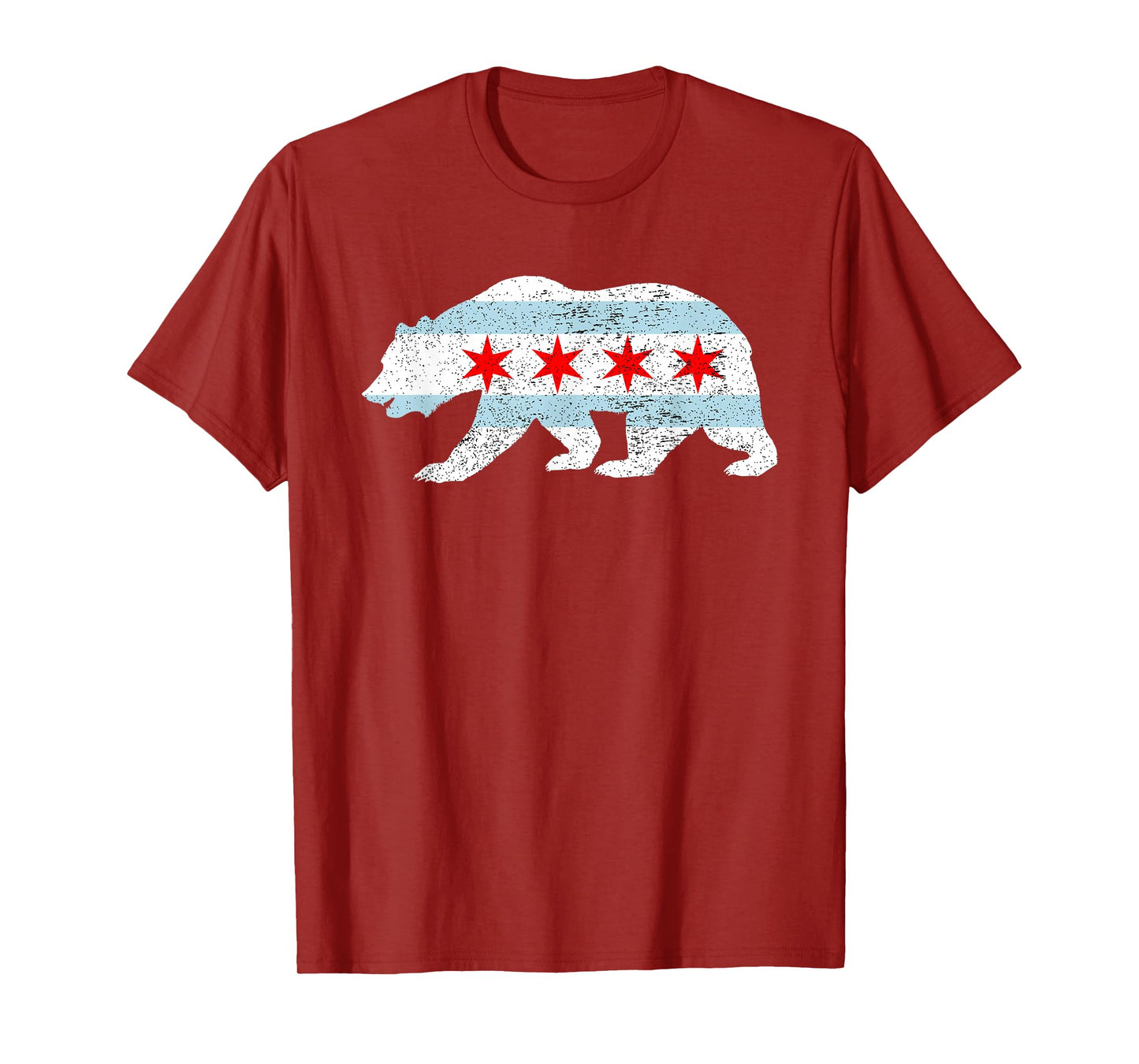 Sweet Vintage Retro Chicago City Flag Bear Print T-Shirt