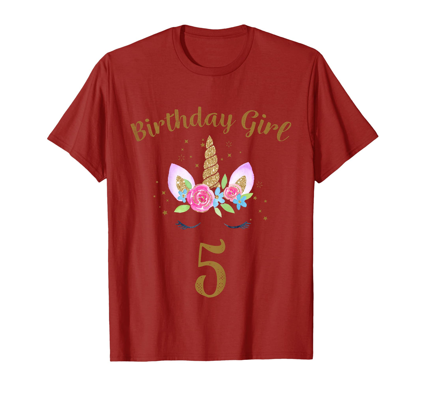 Kids 5th Birthday Girl Unicorn Shirt 5th Birthday Outfit T-Shirt