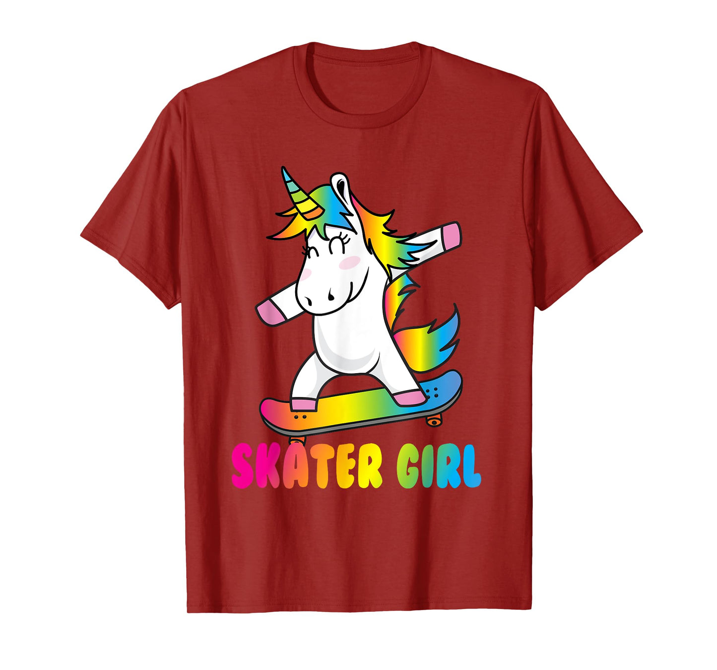 Skater Girl Funny Cute Unicorn Skating Cool Skateboard T-Shirt
