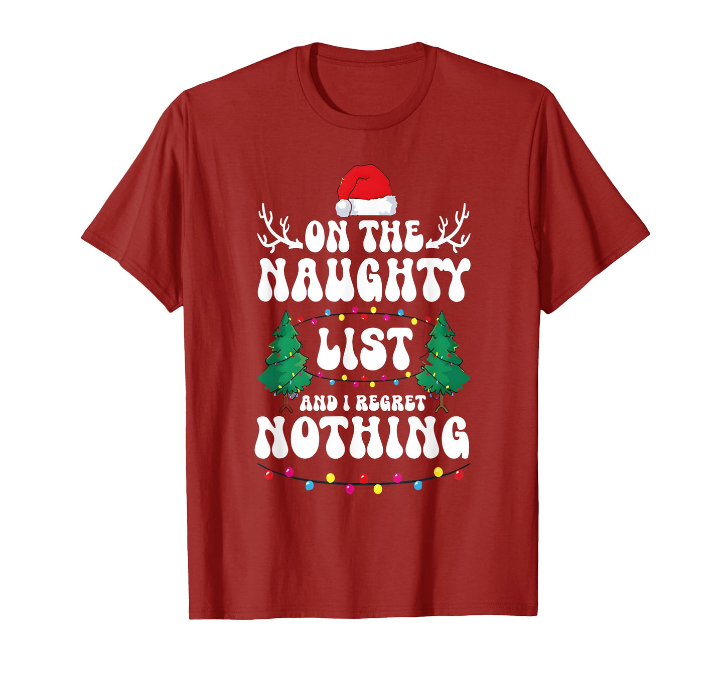 Groovy Naughty List Christmas Xmas Santa Mens Womens Kids T-Shirt