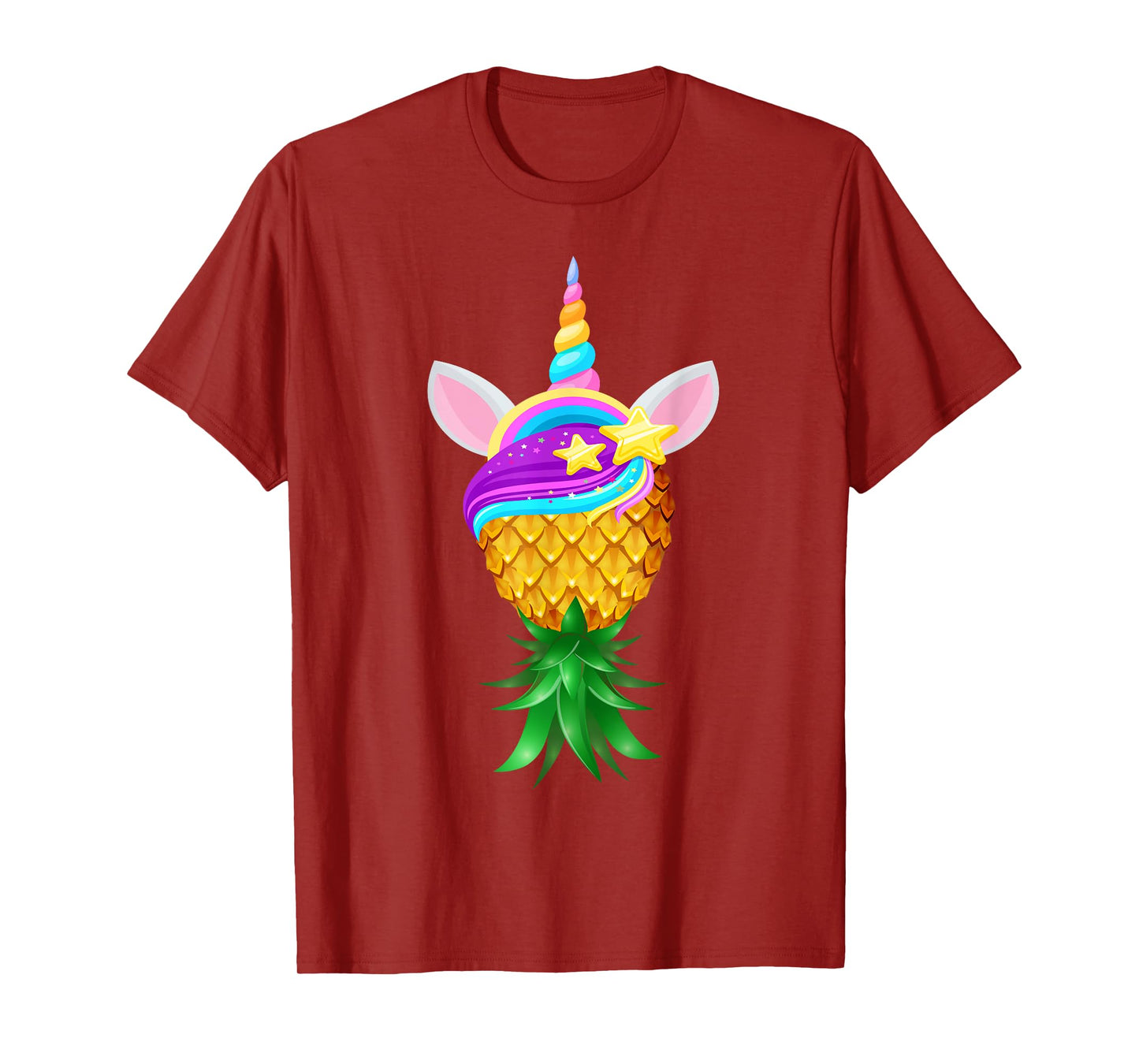 Swinger Upside Down Pineapple Magical Unicorn Head T-Shirt