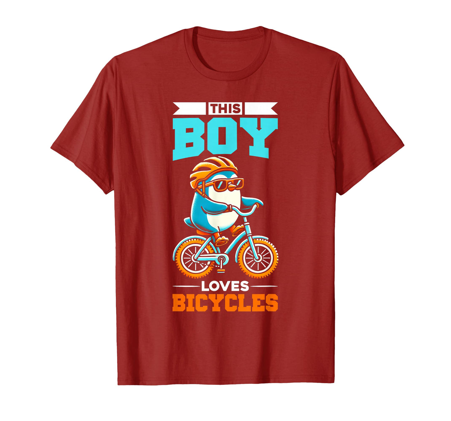 Kids Cycling Riding Bicycle Penguin Boys T-Shirt