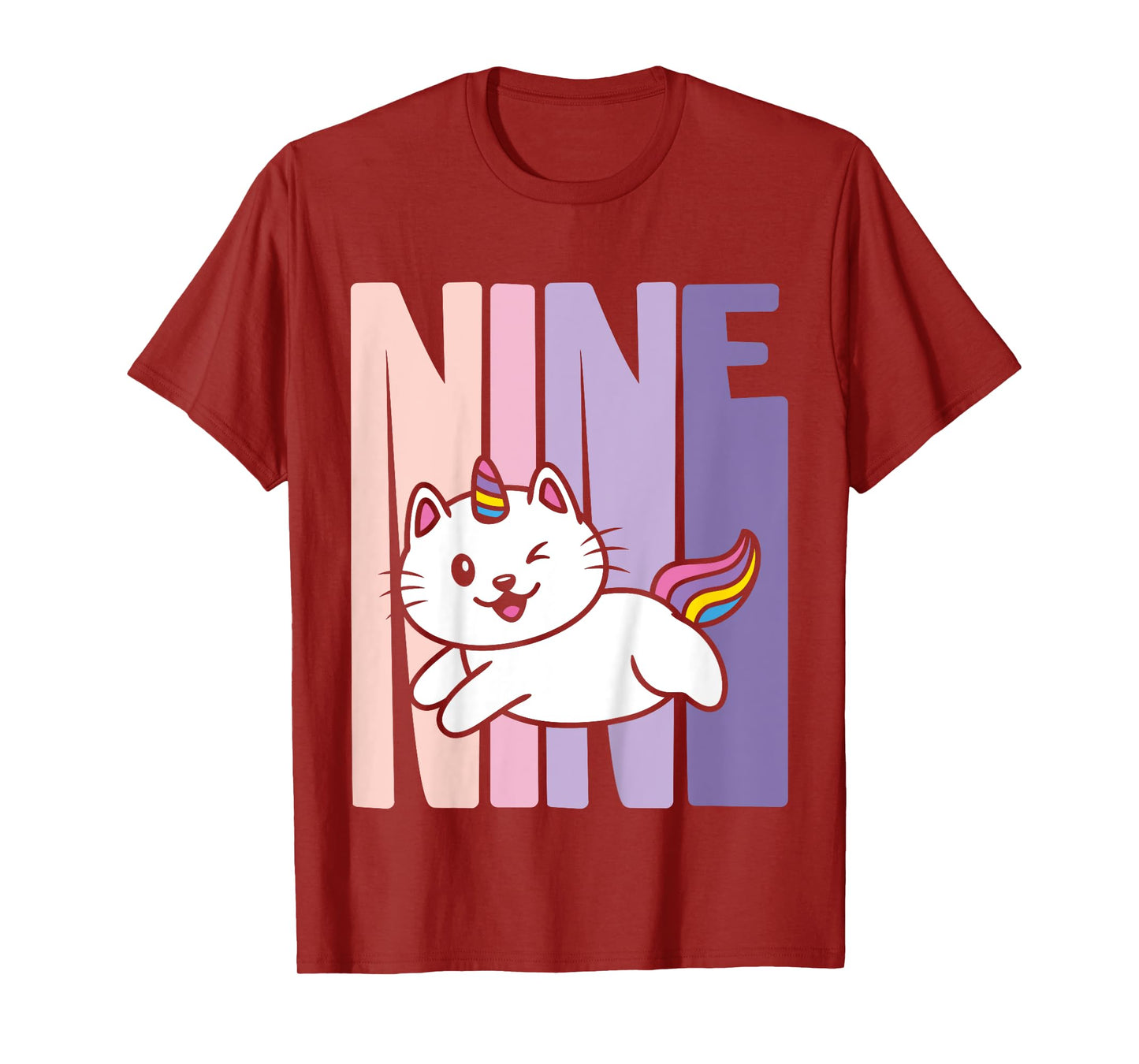 9 Year Old Cute Caticorn Cat Unicorn Birthday Girl B-day T-Shirt