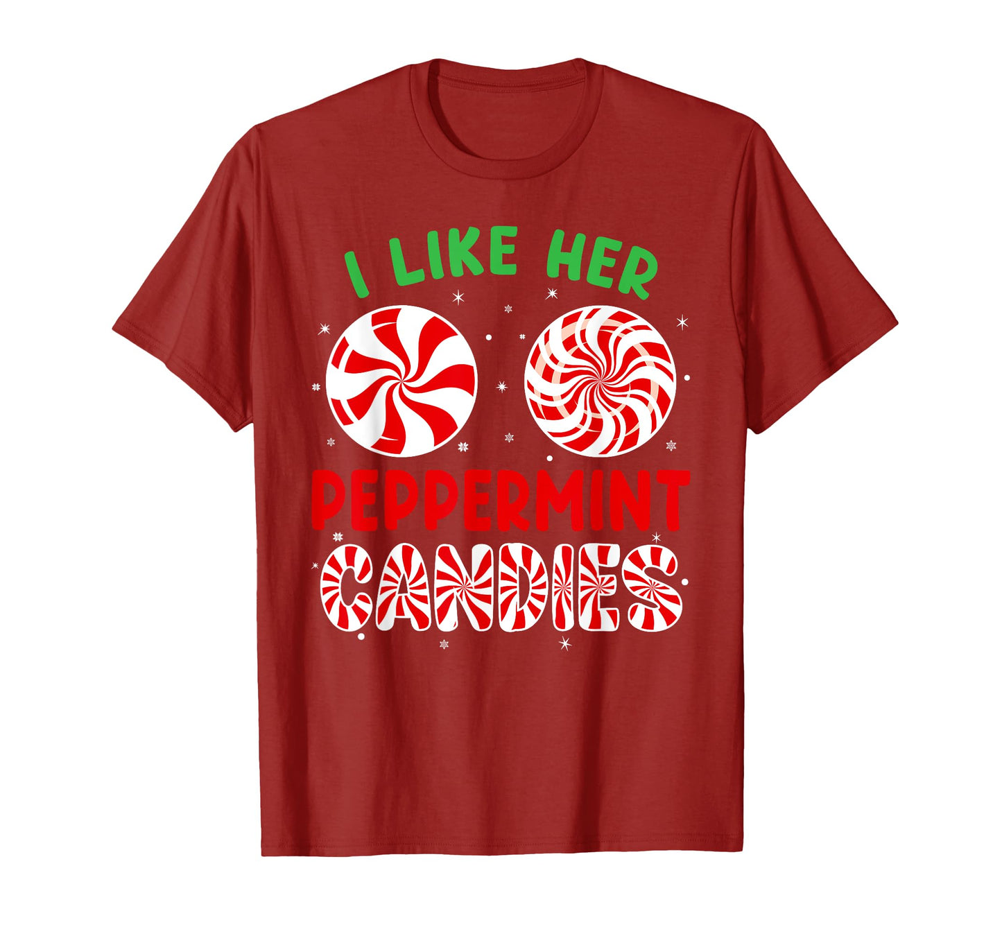 Funny Couples Matching Christmas Shirt - I Like Her Peppermint Candies - Unisex-Adults - Black - Small - Short Sleeve - T-Shirt