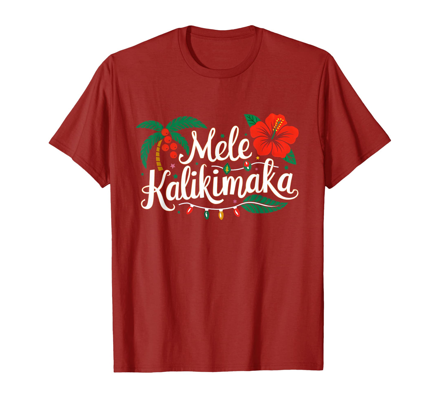 Mele Kalikimaka Hibiscus Palm Waikiki Big Island Christmas T-Shirt