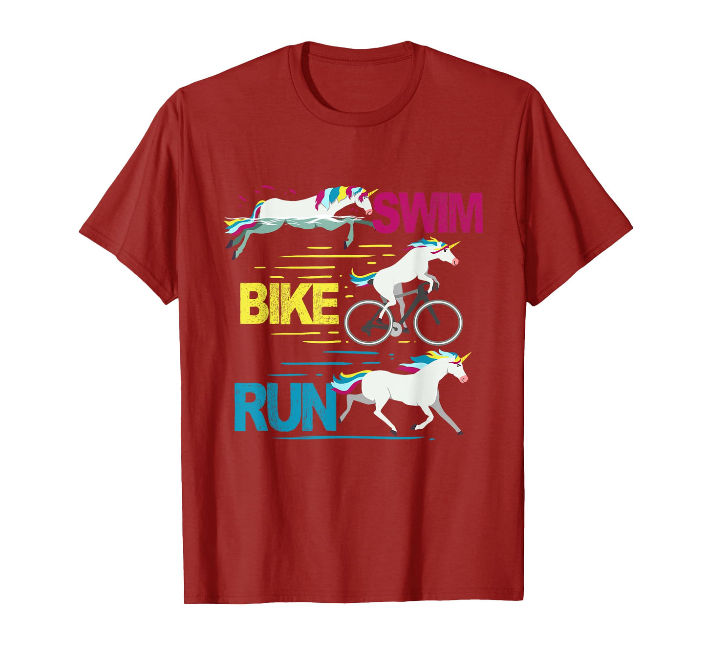 Running Swimming Cycling Unicorn Triathlete Triathlon T-Shirt