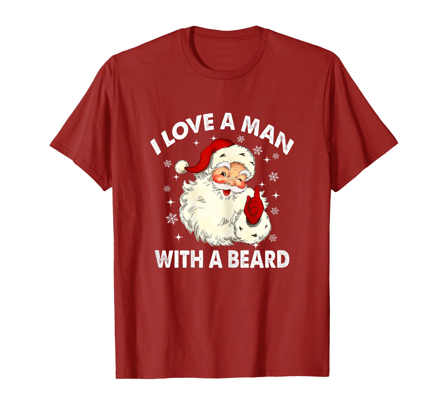 Retro I Love A Man With A Beard Christmas Santa Women T-Shirt