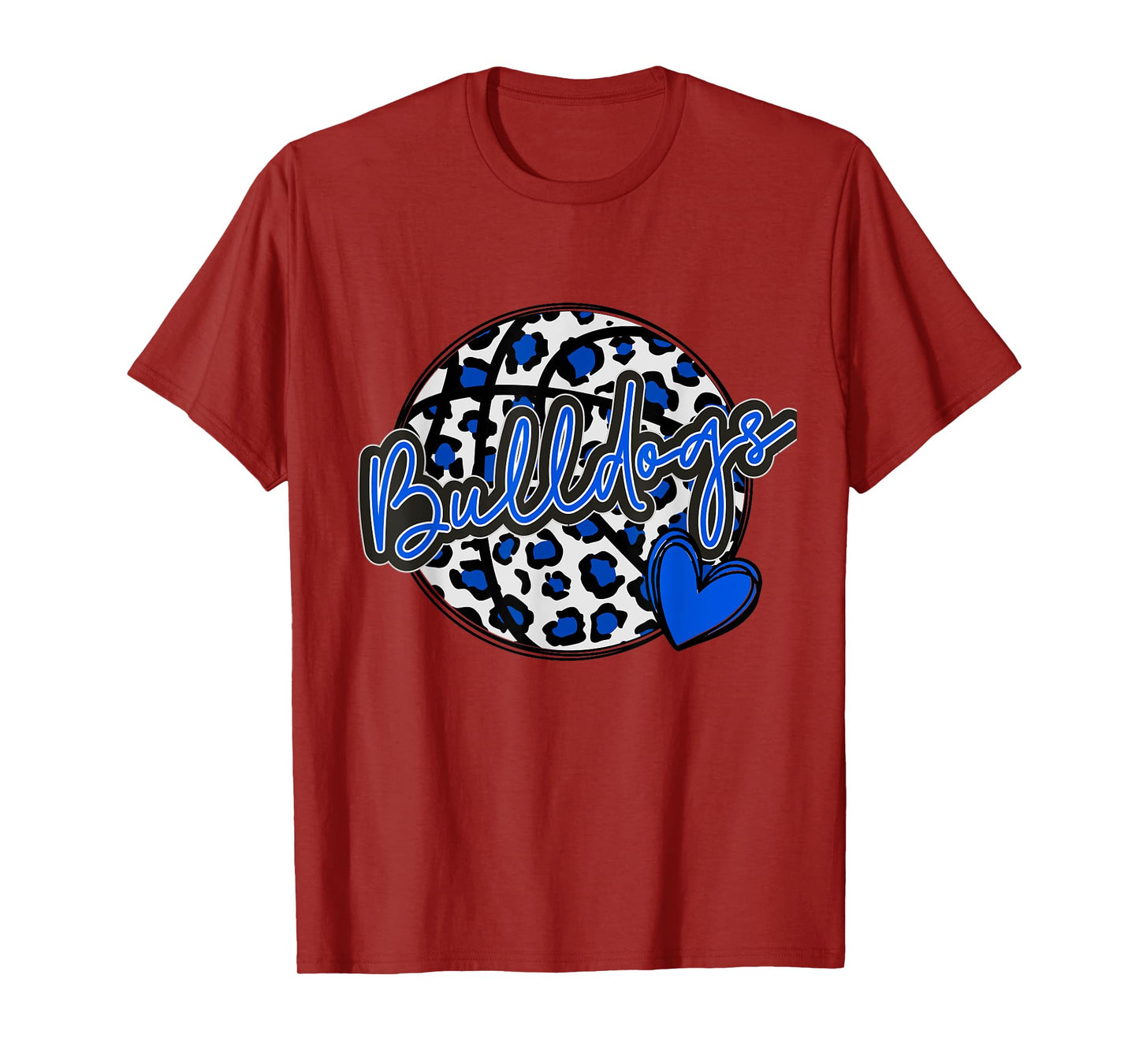 Leopard Cheetah Basketball BULLDOGS Blue Spirit Game Tee T-Shirt