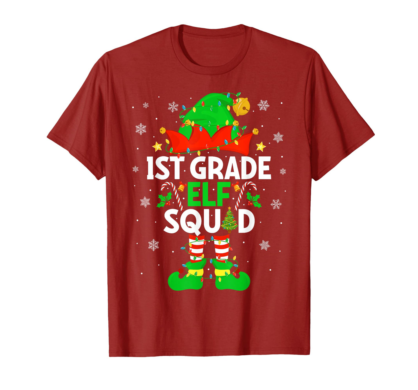 1st Grade Elf Squad Christmas First Grade Christmas Teacher T-Shirt