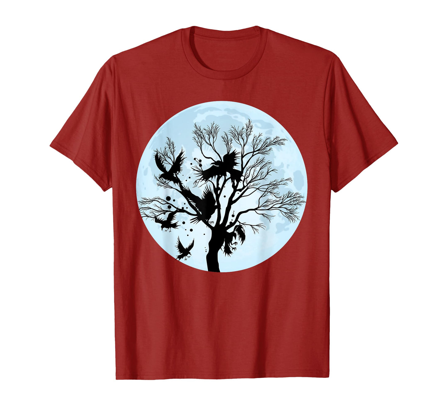 Moonlight Night Black Crow Forest Animal Bird Raven T-Shirt